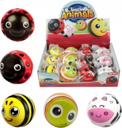 Balle en caoutchouc rebondissante animal 6 cm, motifs assortis