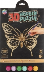 MOXY puzzle 3D en bois à colorier Papillon