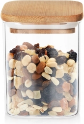 Bocal en verre pour aliments secs avec couvercle en bambou et joint 850 ml