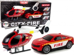 kit de secours pompiers – hélicoptère et voiture avec lumières et sons