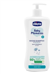Gel douche 2 en 1 Chicco Baby Moments pour les cheveux et le corps avec distributeur 750 ml