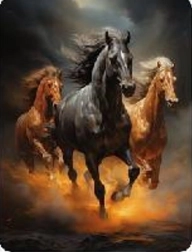 Mosaïque de diamants – trois chevaux au galop