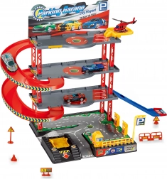 Station de stationnement avec hélicoptère et voitures en métal 59 × 27 × 39 cm