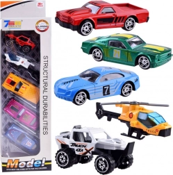 Ensemble de Petites Voitures et Hélicoptère pour Enfants