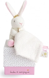 Coffret cadeau Doudou – petit lapin en peluche avec doudou 10 cm rose