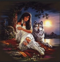 Peinture diamant Indienne avec loup 30 × 40 cm