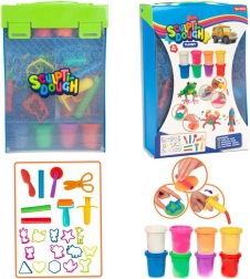 Coffret créatif de pâte à modeler 8×57 g avec accessoires dans une boîte en plastique