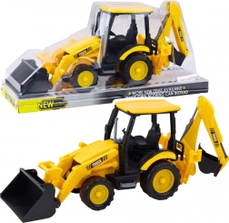 Pelle sur pneus de chantier avec deux godets mobiles jaune