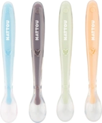 NATTOU cuillères en silicone à embout souple, set de 4 pièces