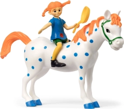 Figurine de Fifi Brindacier avec le cheval Alfonso et une poêle