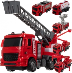 grand ensemble de camions de pompiers 6-en-1 pour enfants à propulsion à inertie