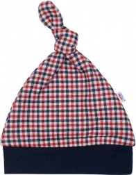 Bonnet bébé en coton avec nœud NEW BABY Checkered