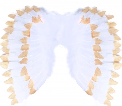 Ailes d’ange en plumes blanc‑doré