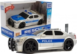 Voiture de police à piles 1:20 avec lumières et sons, argentée