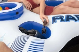 Île gonflable à double paroi pour 2 personnes avec dossiers et compartiments de rangement