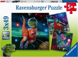 Puzzle RAVENSBURGER dinosaures dans l’espace 3×49 pièces