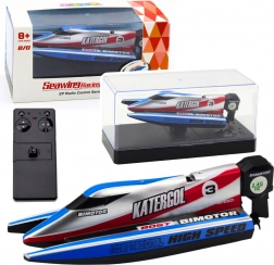 Bateau à moteur télécommandé bleu-argenté 14 cm