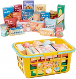 Panier de courses jaune CASDON avec aliments pour enfants 3+