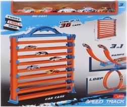 Piste 3‑en‑1 avec petites voitures et garage