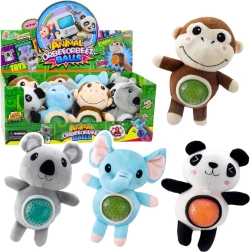 Jouet marionnette en peluche à presser avec billes d’eau 17 cm, assortiment d’animaux