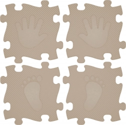 Tapis orthopédique puzzle pour enfants - Mains et pieds 16 pcs - Beige