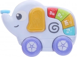 Éléphant interactif avec petit piano, effets lumineux et sonores