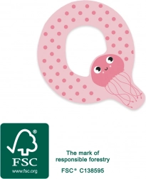 Lettre en bois Q avec méduse pour enfants