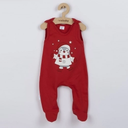 Grenouillère bébé en coton Winter Penguin rouge