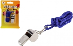 Sifflet en métal avec cordon bleu