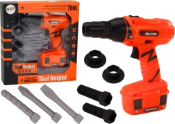 Perceuse à piles pour enfants avec mèches et vis orange