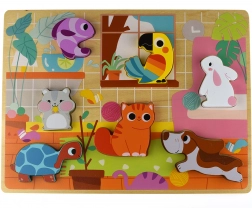 Puzzle en Bois Montessori Tooky Toy Animaux Maison