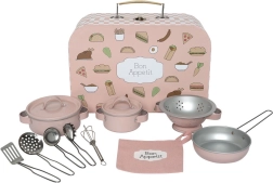 Jabadabado set de cuisine pour enfants avec ustensiles dans une valisette rose - 1 pièce