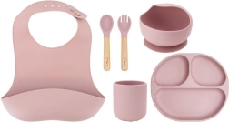 Set de vaisselle en silicone pour enfants MoMi AMI rose