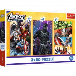 Puzzle 3x80 Journées d’Action - Disney Marvel Avengers