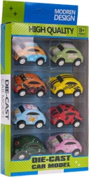 Set de 8 petites voitures métalliques à rétrofriction avec pneus en caoutchouc