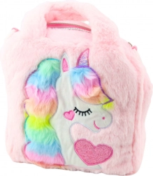 Sac à main enfant en peluche avec licorne rose