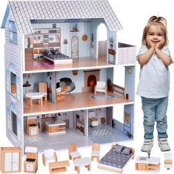 Maison de poupées en bois avec 3 étages et mobilier