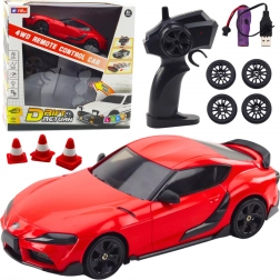Voiture RC drift 4WD avec roues interchangeables – rouge