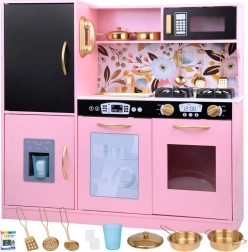 Cuisine rétro en bois pour enfants avec réfrigérateur et four