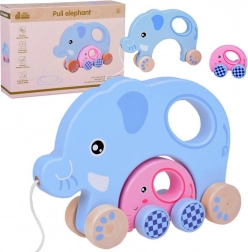 Éléphant en bois à tirer 2-en-1 – petite famille pour les premiers pas