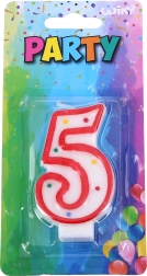Bougie de fête chiffre 5 rouge