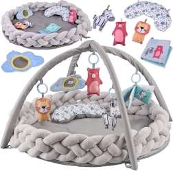 Tapis d’éveil pour bébé avec arche, jouets et tour de parc tressé