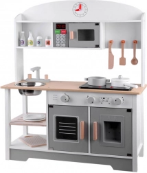 Cuisine interactive en bois pour enfants blanc-gris avec accessoires