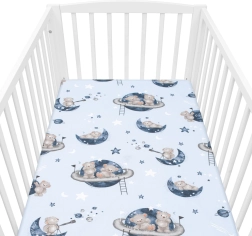 Drap-housse en coton pour lit bébé NEW BABY Teddy Bear in Space 120 × 60 cm
