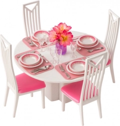 Ensemble de mobilier pour poupées – salle à manger avec table, chaises et vaisselle, 43 pièces