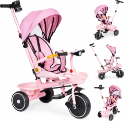 Tricycle enfant 2-en-1 avec siège pivotant et auvent pliable, rose ECOTOYS