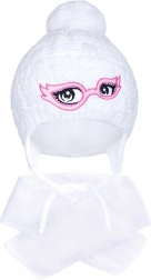 bonnet d’hiver tricoté pour enfant avec écharpe New Baby blanc (3–4 ans)