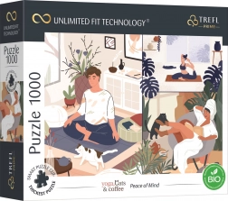 Puzzle TREFL UFT Yoga, Cats & Coffee 1000 pièces