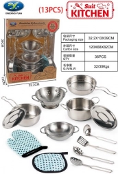 Ensemble de cuisine métallique pour enfants 13 pièces avec accessoires