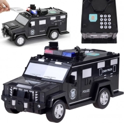 voiture de police – tirelire électronique et coffre-fort pour enfants